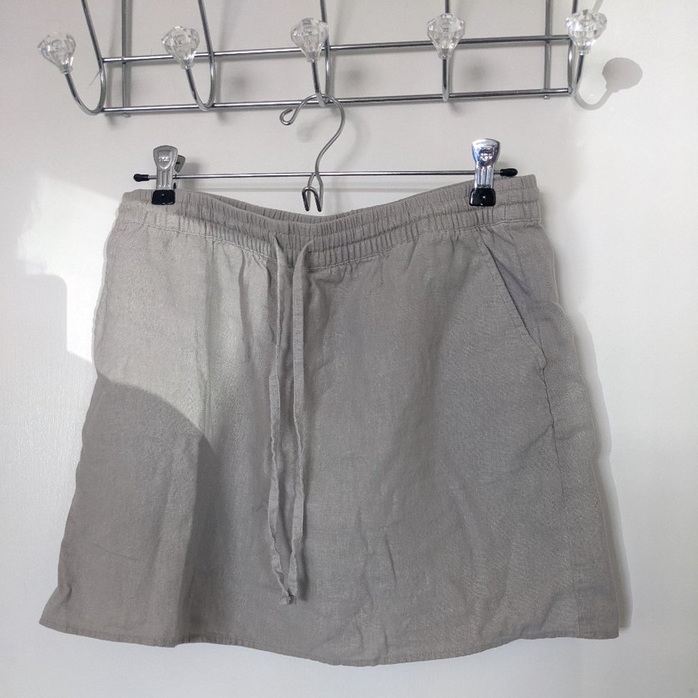 tan linen contemporary mini skirt